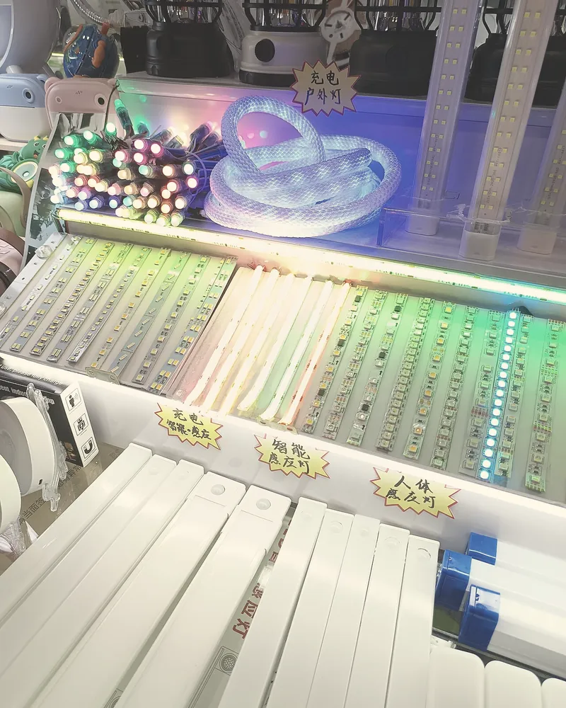 LED strip lights on sale at a stall in Huaqiangbei electronics market, Shenzhen